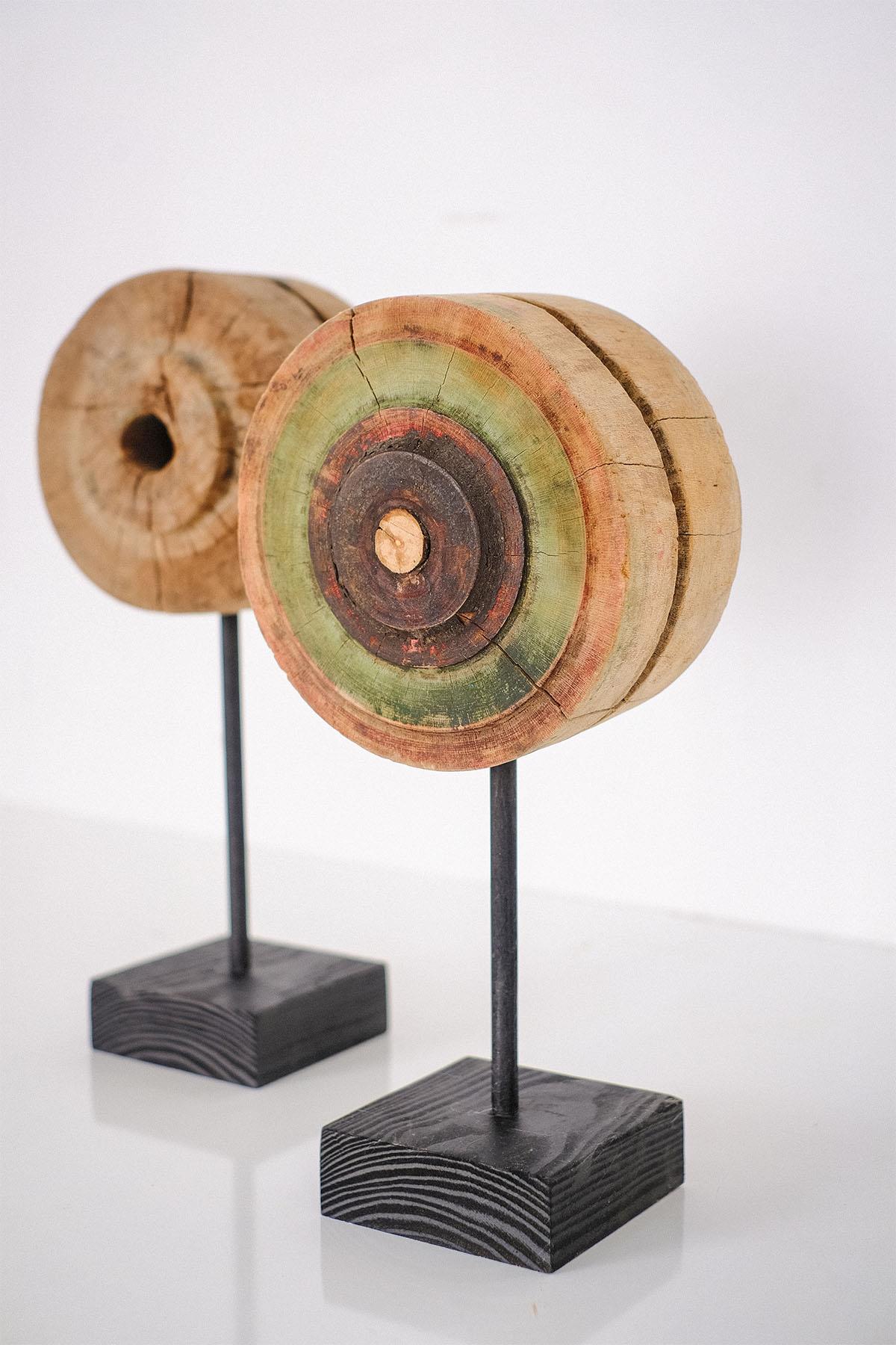 Old Spinning Wheel parts, Flyer Whorl parts Wooden Decor, Antique decorative object, Industrial decor, Reproduction
