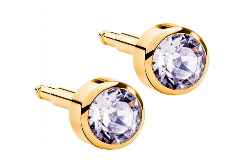 Nina Kulak Delme Küpesi - Gold Cristal