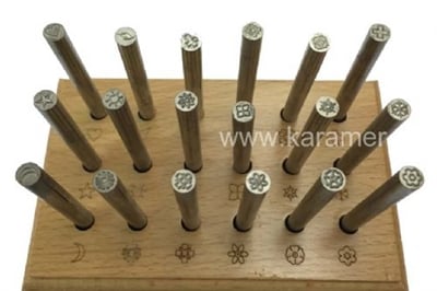 CTS-1423 Dekaratif Dizayn Damga Seti 18li Ahşap Standlı