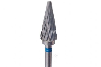 Karbayt Freze Sivri Konik 6 mm-Coarse-2 Cut-Mavi Bant