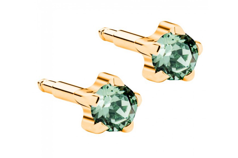 Nina Kulak Delme Küpesi - Tırnaklı- Gold Peridot
