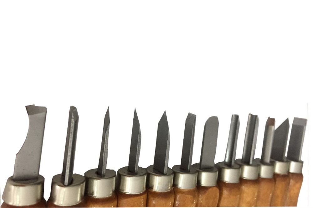 Ahşap Kazıma Bıçak Seti 12'li-Ahşap Saplı-PRC