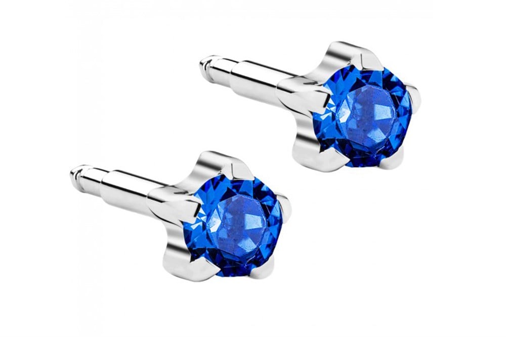 Nina Kulak Delme Küpesi - Tırnaklı- White Blue Zircon