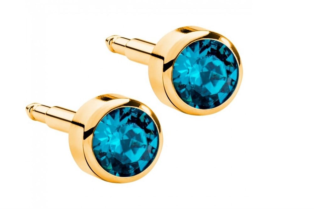 Nina Kulak Delme Küpesi - Gold Safir