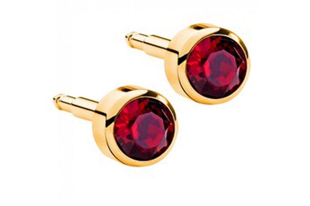 Nina Kulak Delme Küpesi - Gold Ruby
