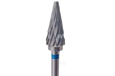 Karbayt Freze Sivri Konik 6 mm-Coarse-2 Cut-Mavi Bant