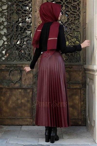Pınar Şems Elif Etek Bordo