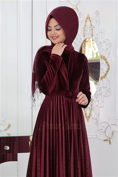 Pınar Şems Gökçe Elbise Bordo