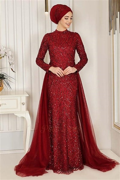 Pınar Şems İmren Abiye Bordo