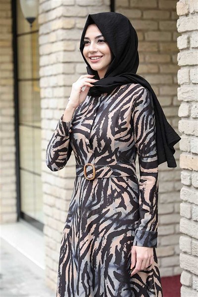 Pınar Şems Kışlık Zebra Elbise Mavi