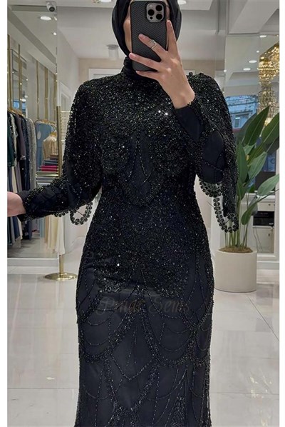 Pınar Şems Lavanta Abiye Siyah