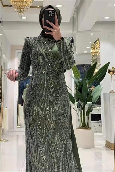 Pınar Şems Maral Abiye Ceviz Yeşili
