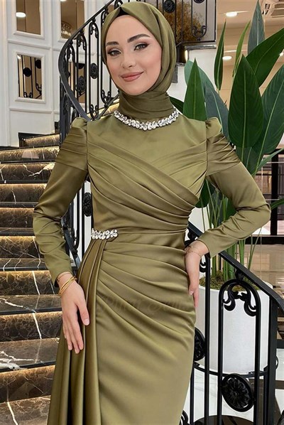 Pınar Şems Mina Abiye Ceviz Yeşili