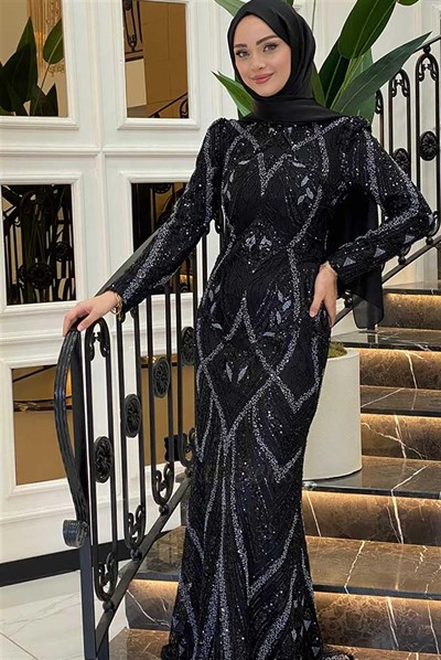 Pınar Şems Nigar Abiye Siyah