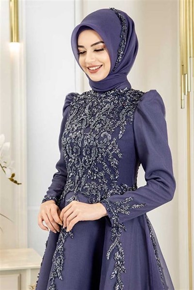 Pınar Şems Yeni Kübra Abiye İndigo