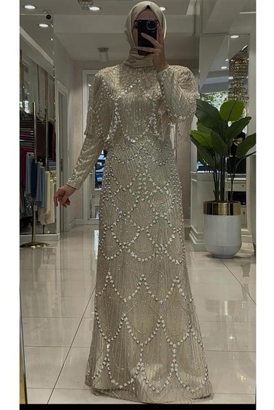 Pınar Şems Yeni Lavanta Abiye Gold