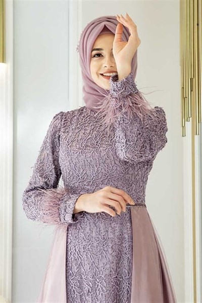 Pınar Şems Yeni Sarmaşık Abiye Leylak
