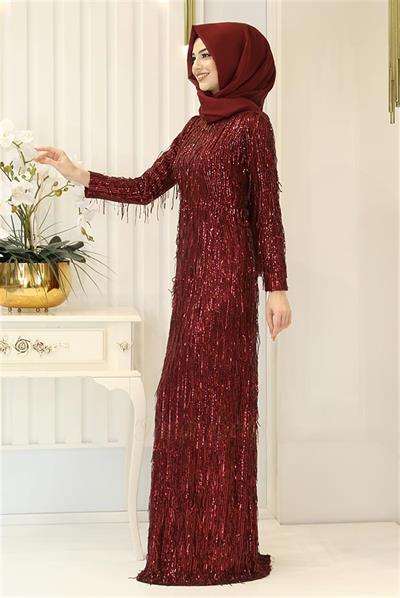 Pınar Şems Afra Abiye Bordo