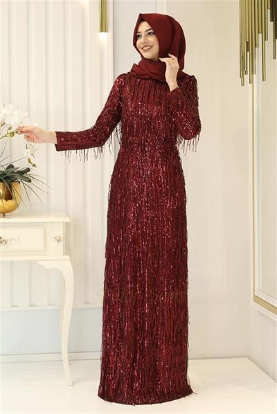 Pınar Şems Afra Abiye Bordo