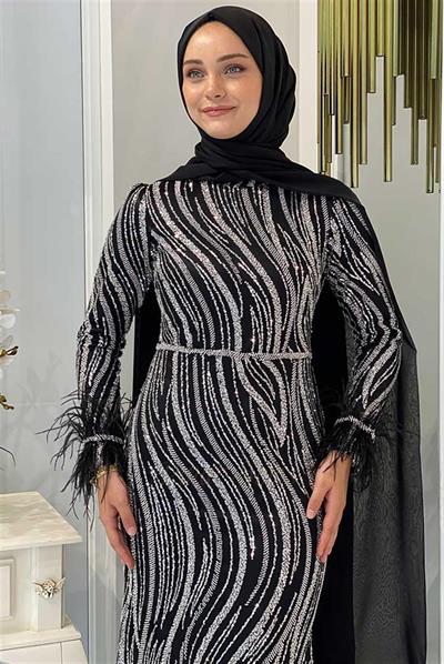 Pınar Şems Ensar Abiye Siyah
