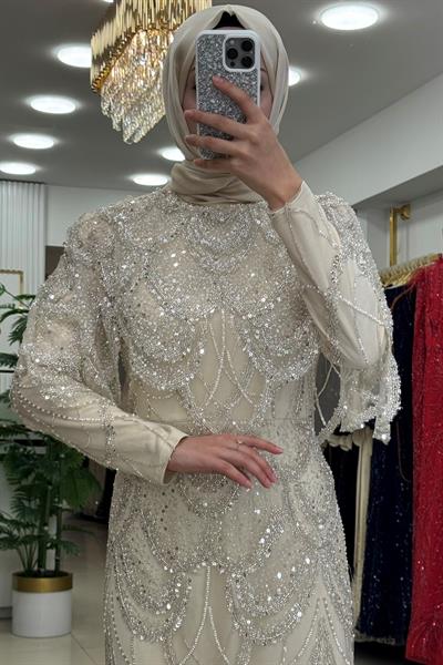 Pınar Şems Lavanta Abiye Gold