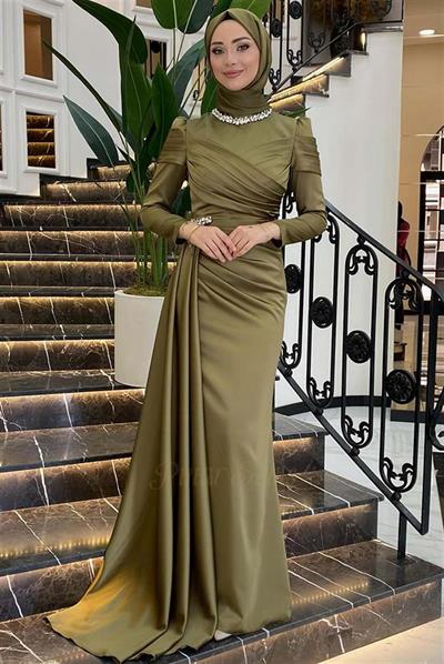 Pınar Şems Mina Abiye Ceviz Yeşili
