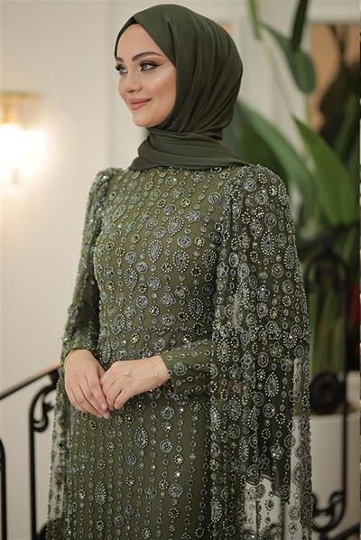 Pınar Şems Rabia Abiye Ceviz Yeşili
