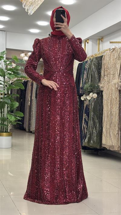 Pınar Şems Rahşan Abiye Bordo