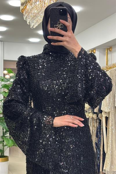 Pınar Şems Tuba Abiye Siyah