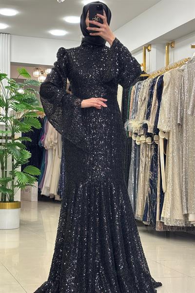 Pınar Şems Tuba Abiye Siyah