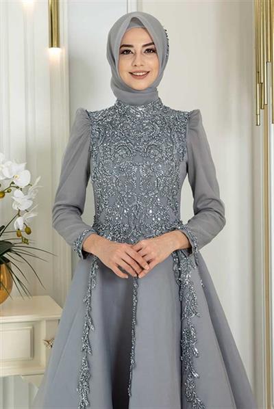 Pınar Şems Yeni Kübra Abiye Gri