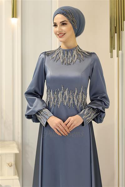 Pınar Şems Zeren Abiye İndigo