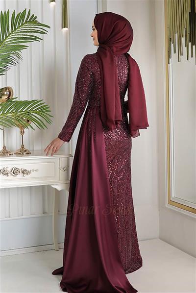 Pınar Şems Zernişan Abiye Bordo