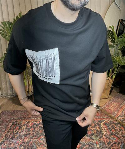 Cepli Oversize Siyah Tişört