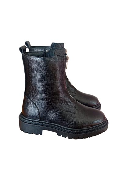 Massimo Gerçek Deri Fermuarlı Kadın Bot Postal