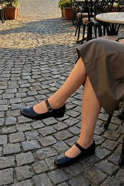 Paloma Siyah Cilt Renkli Gerçek Deri Kadın Babet