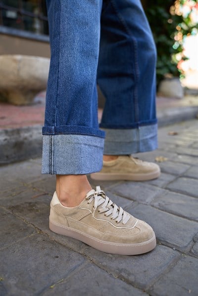 Zeira Camel Süet Gerçek Deri Kadın Spor Ayakkabı