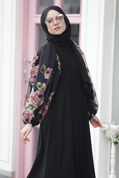 Gül Desen Organze Ferace