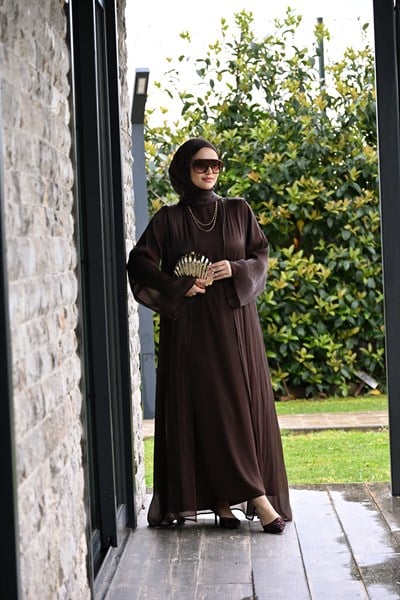Kahve Işıl Abaya Takım
