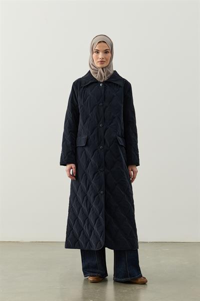 Lacivert Kapitone Mont