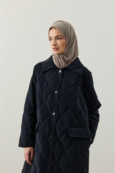 Lacivert Kapitone Mont