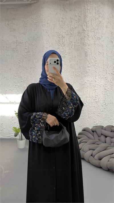 MAVİLİ TÜL ABAYA