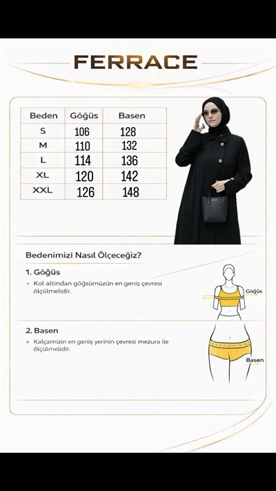 Sena Gold Düğmeli Ferace