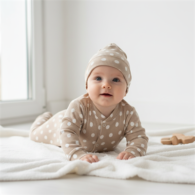 Unisex Bebek Çocuk Pamuklu Uzun Kollu Puanlı Boydan Çıtçıtlı Tulum  