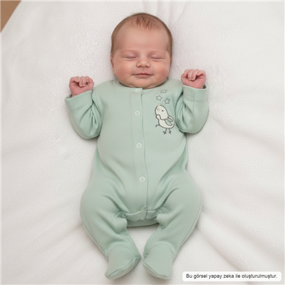 Unisex Bebek Pamuklu Uzun Kollu Çıtçıtlı Tulum 3-9 Ay