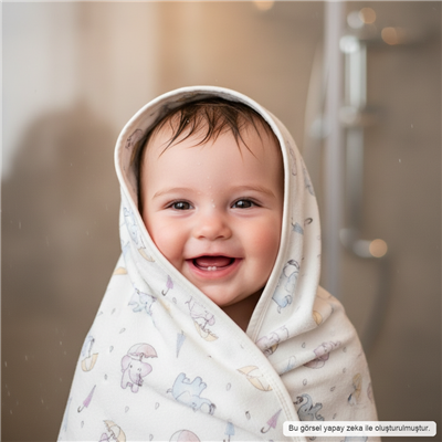 Unisex Yenidoğan Bebek Battaniyesi Fil Desenli Pamuklu