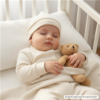 Unisex Bebek Uzun Kollu Şapkalı Çıtçıtlı Tulum 9-24 Ay