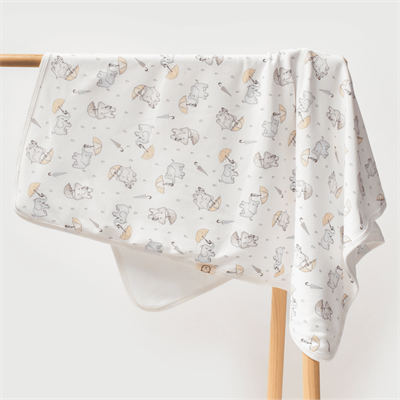 Unisex Yenidoğan Bebek %100 Organik Pamuk Fil Temalı Battaniye