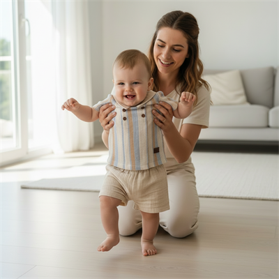 Erkek Bebek Çocuk Kısa Kollu Şortlu 2li Takım