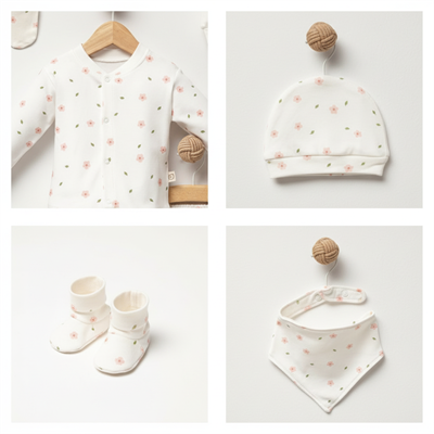 Unisex Çiçekli Yenidoğan 5li Takım